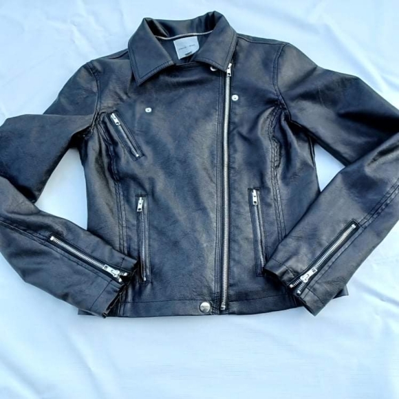 NWOT Faux Leather Biker Jacket - Picture 6 of 16